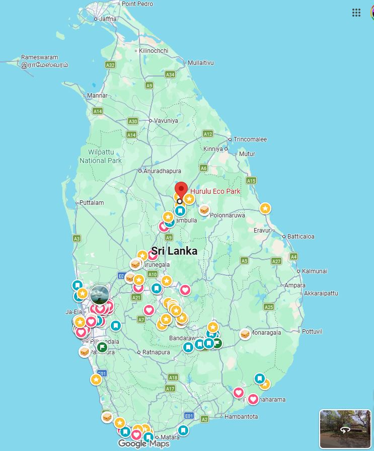 Hurulu Eco Park Location Map