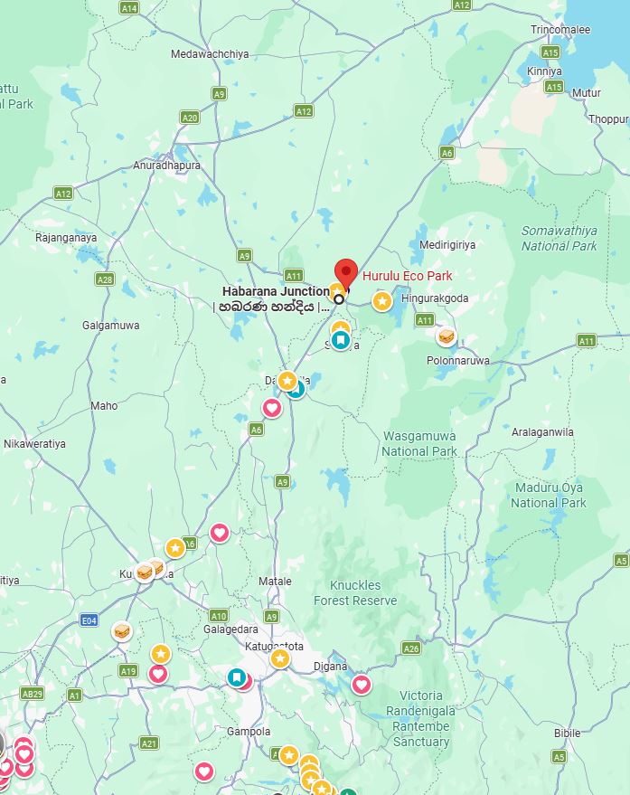 Hurulu Eco Park Location Map
